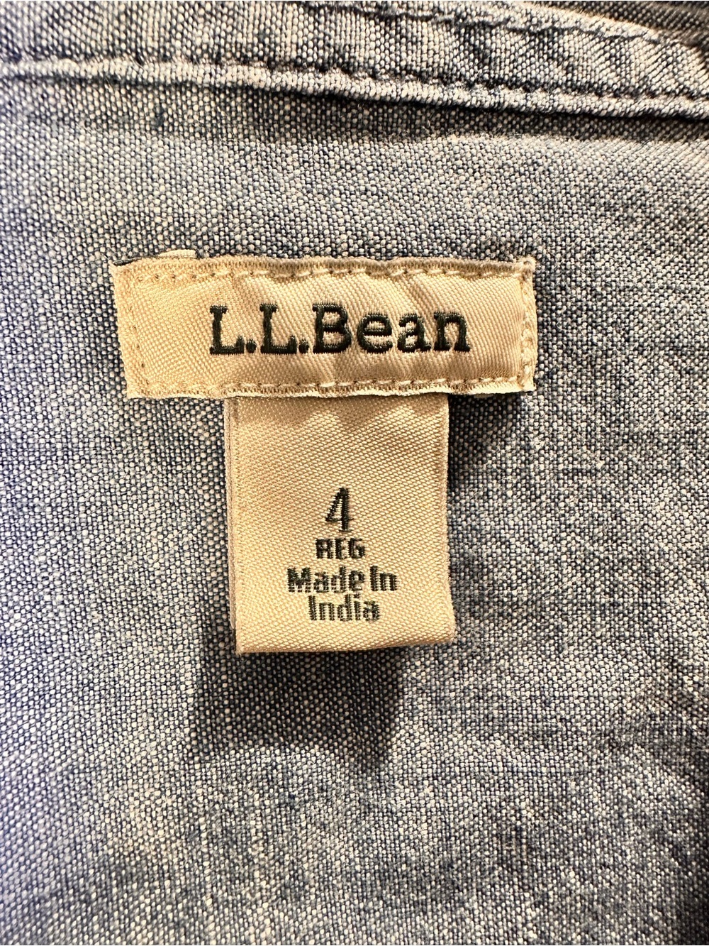 L.L. Bean Light Blue Chambray Button-Front Shirt Dress with Waist Tie size 4 - Picture 3 of 4